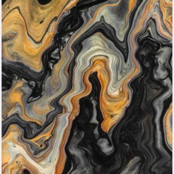 Black Gold Contemporary Luxury Abstract Art Print - Picture 2 of 4